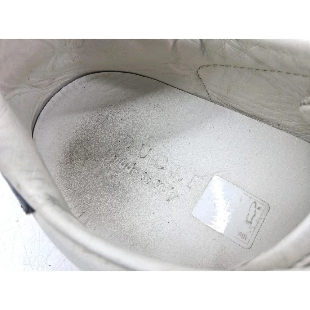 Gucci Ace Shoes Mens UK 8.5 US 9.5 White Leather Stripe Low Top Casual Sneakers